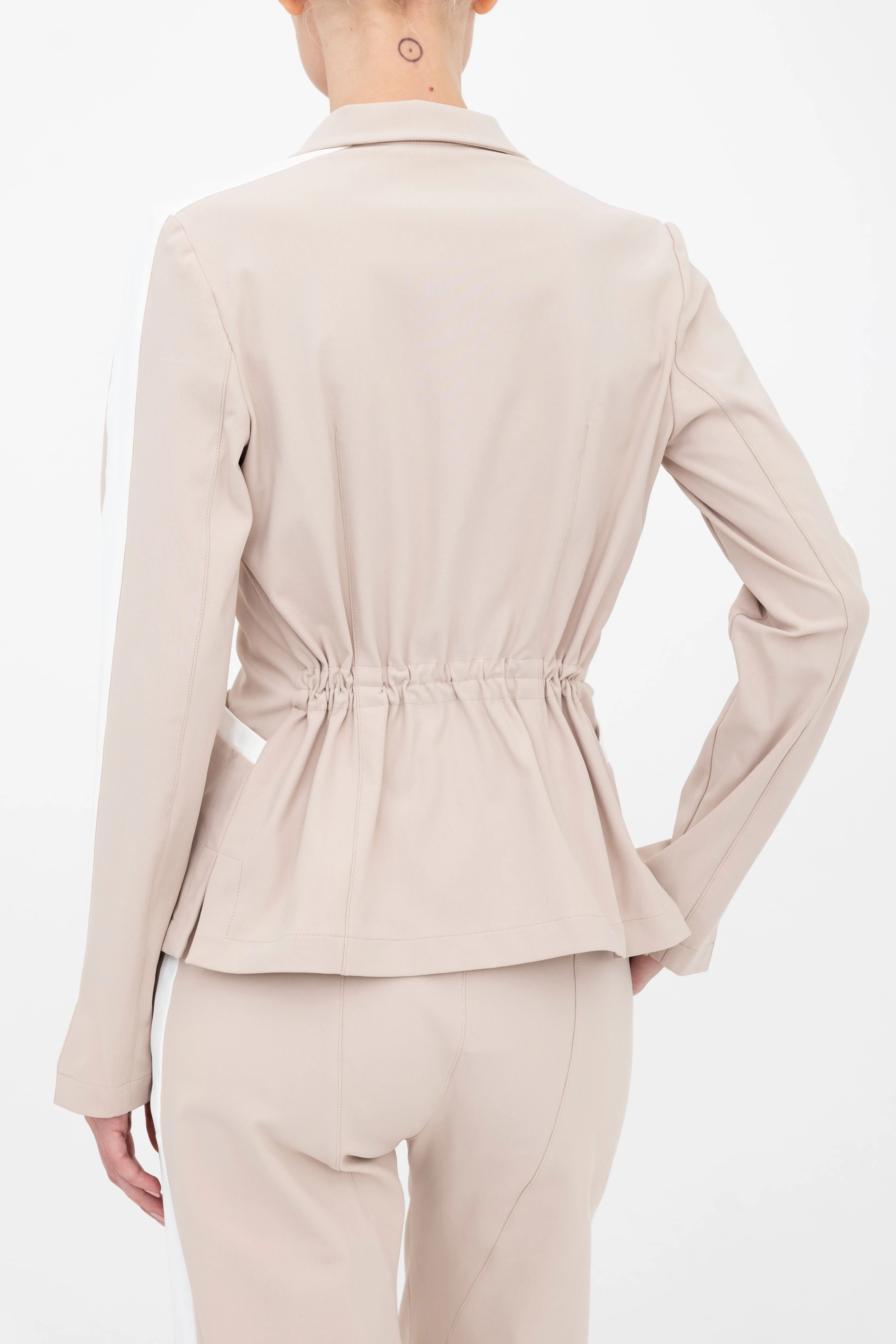Tech Stretch Short Notched Collar Blazer with Contrast Stripe - BEXLEY