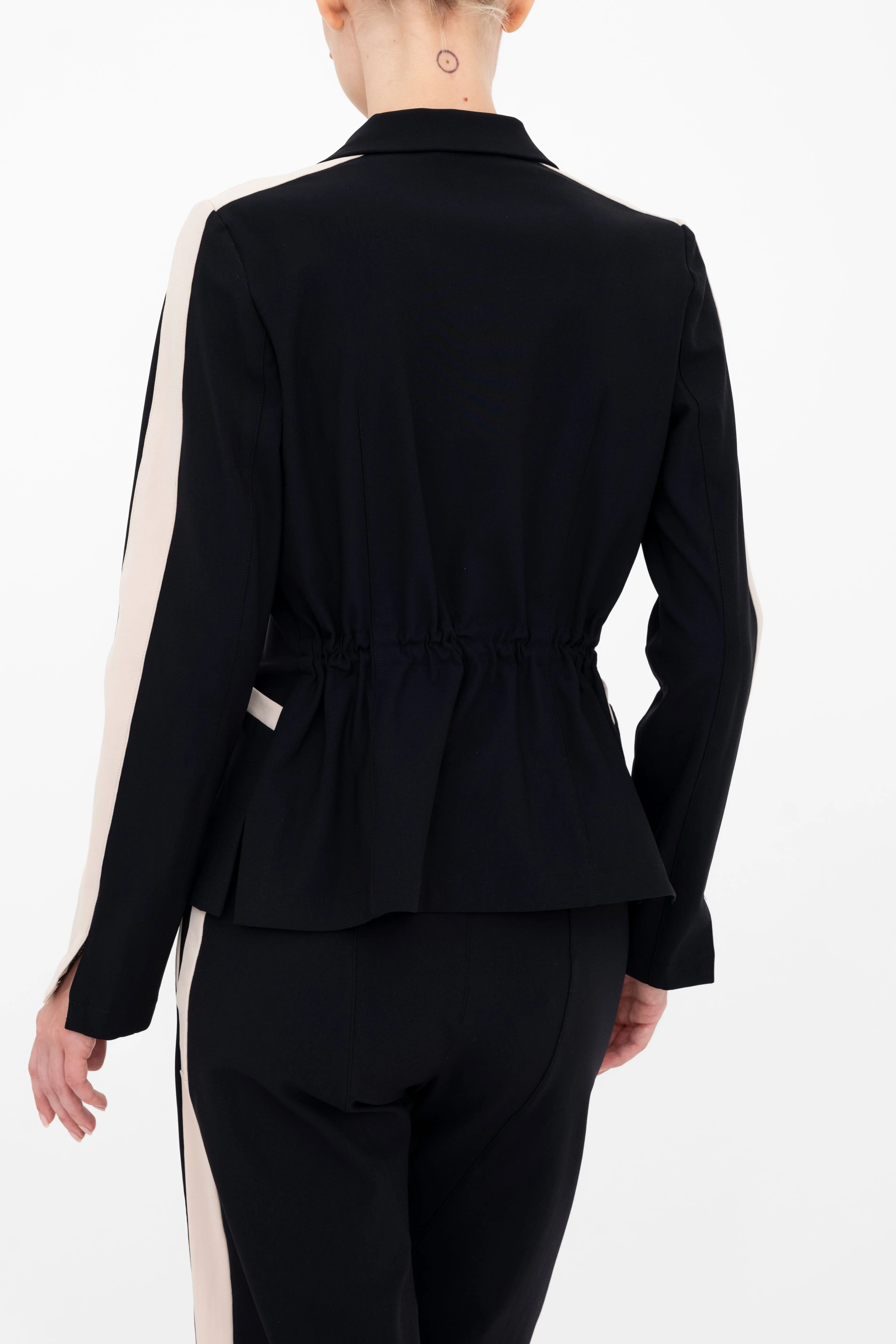 Tech Stretch Short Notched Collar Blazer with Contrast Stripe - BEXLEY