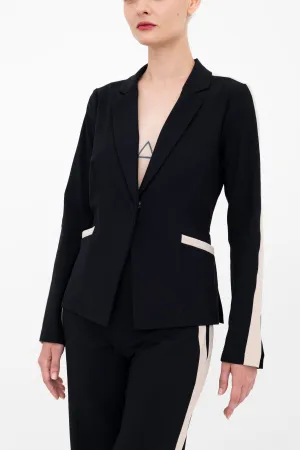 Tech Stretch Short Notched Collar Blazer with Contrast Stripe - BEXLEY