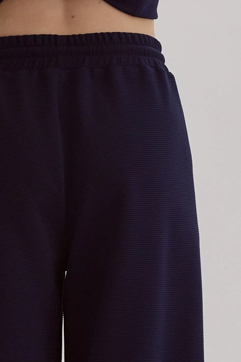 Textured Solid High Waisted Wide Leg Pants