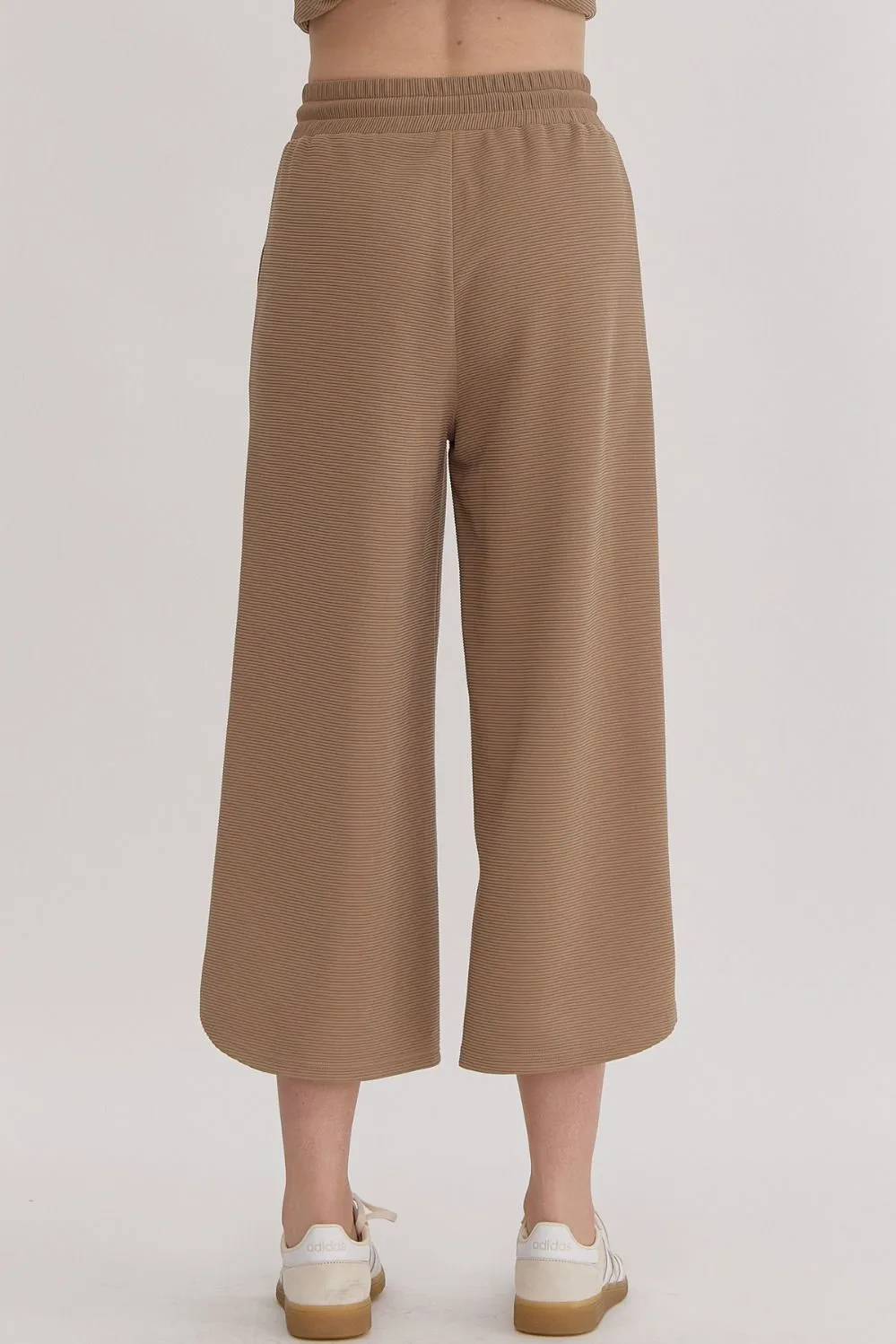 Textured Solid High Waisted Wide Leg Pants