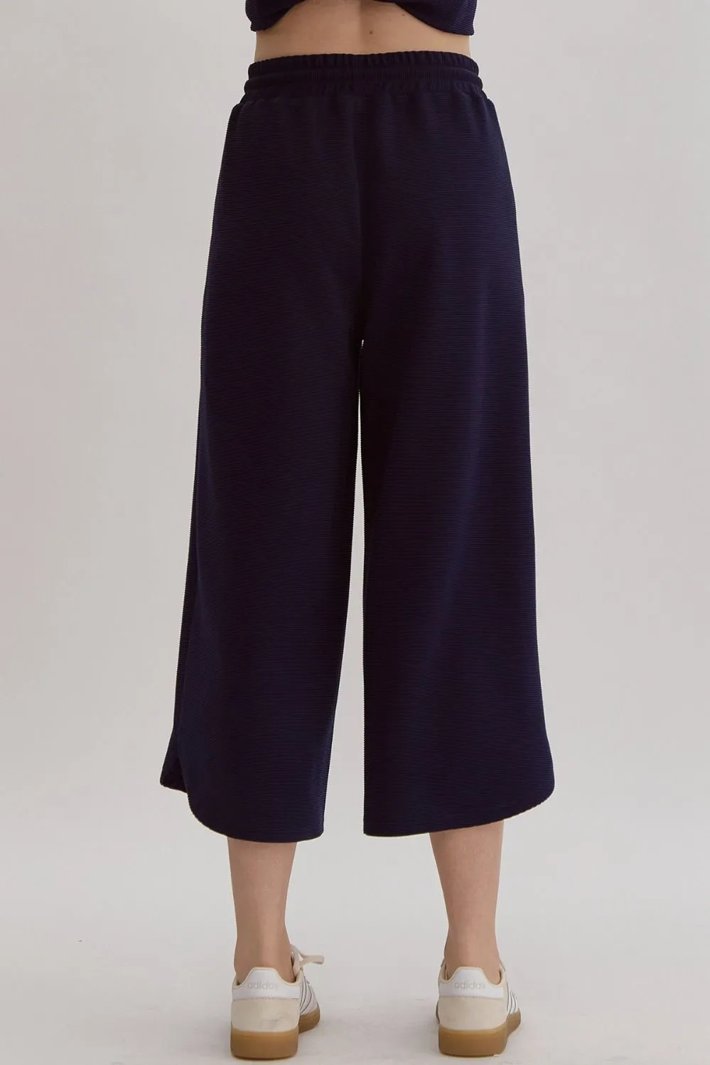 Textured Solid High Waisted Wide Leg Pants