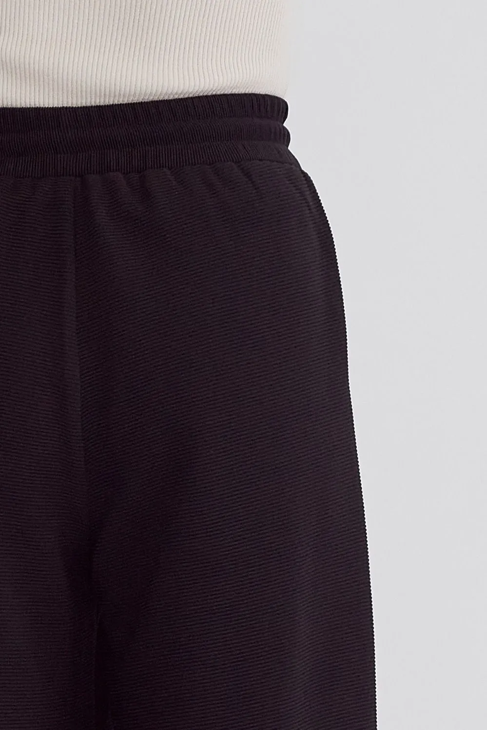Textured Solid High Waisted Wide Leg Pants