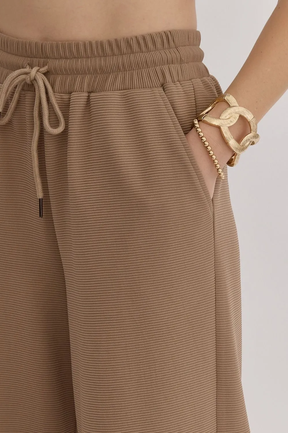Textured Solid High Waisted Wide Leg Pants