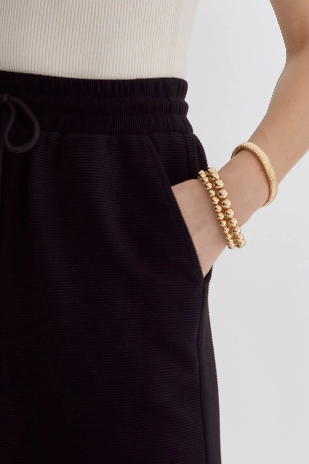 Textured Solid High Waisted Wide Leg Pants