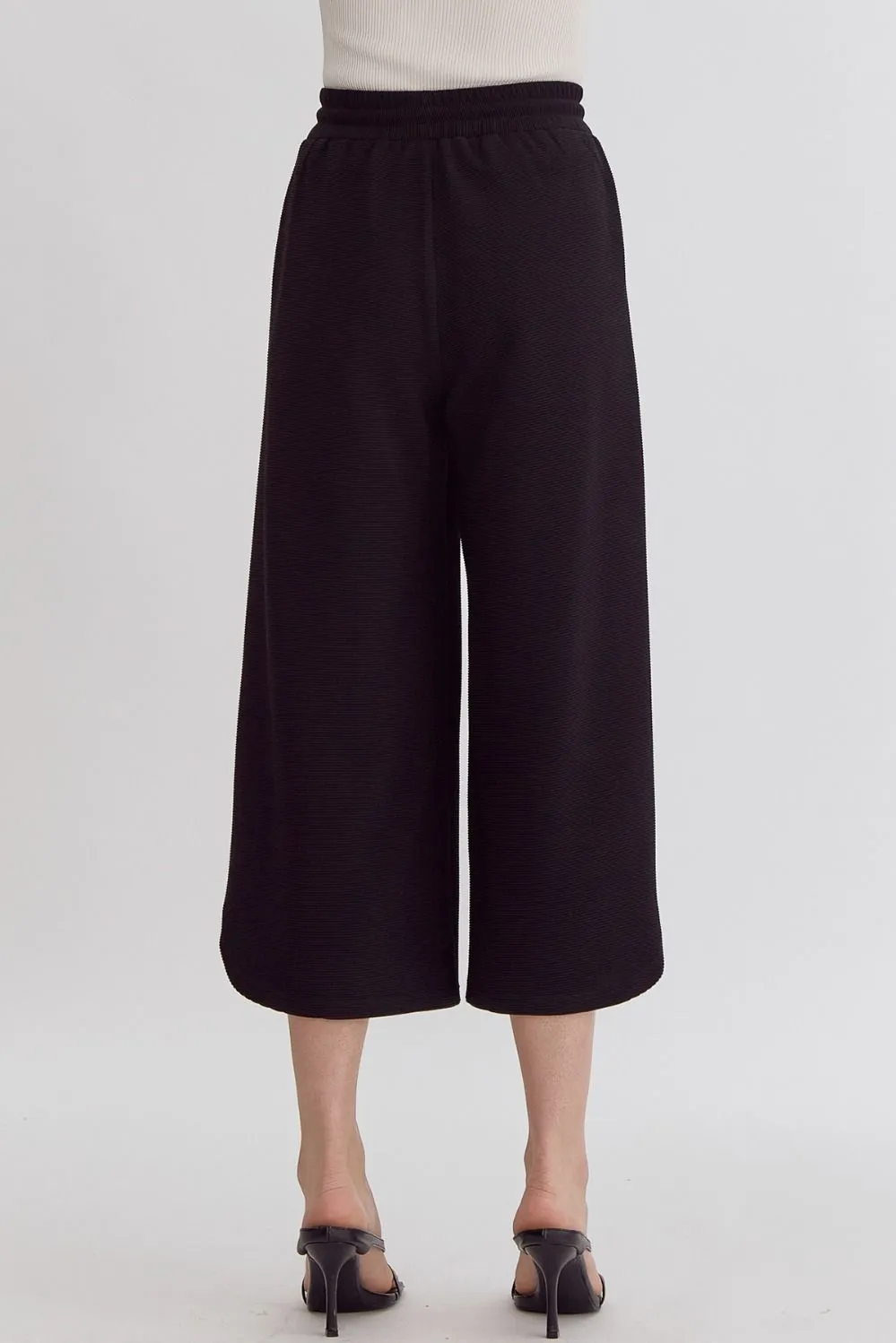 Textured Solid High Waisted Wide Leg Pants