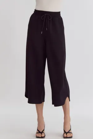 Textured Solid High Waisted Wide Leg Pants