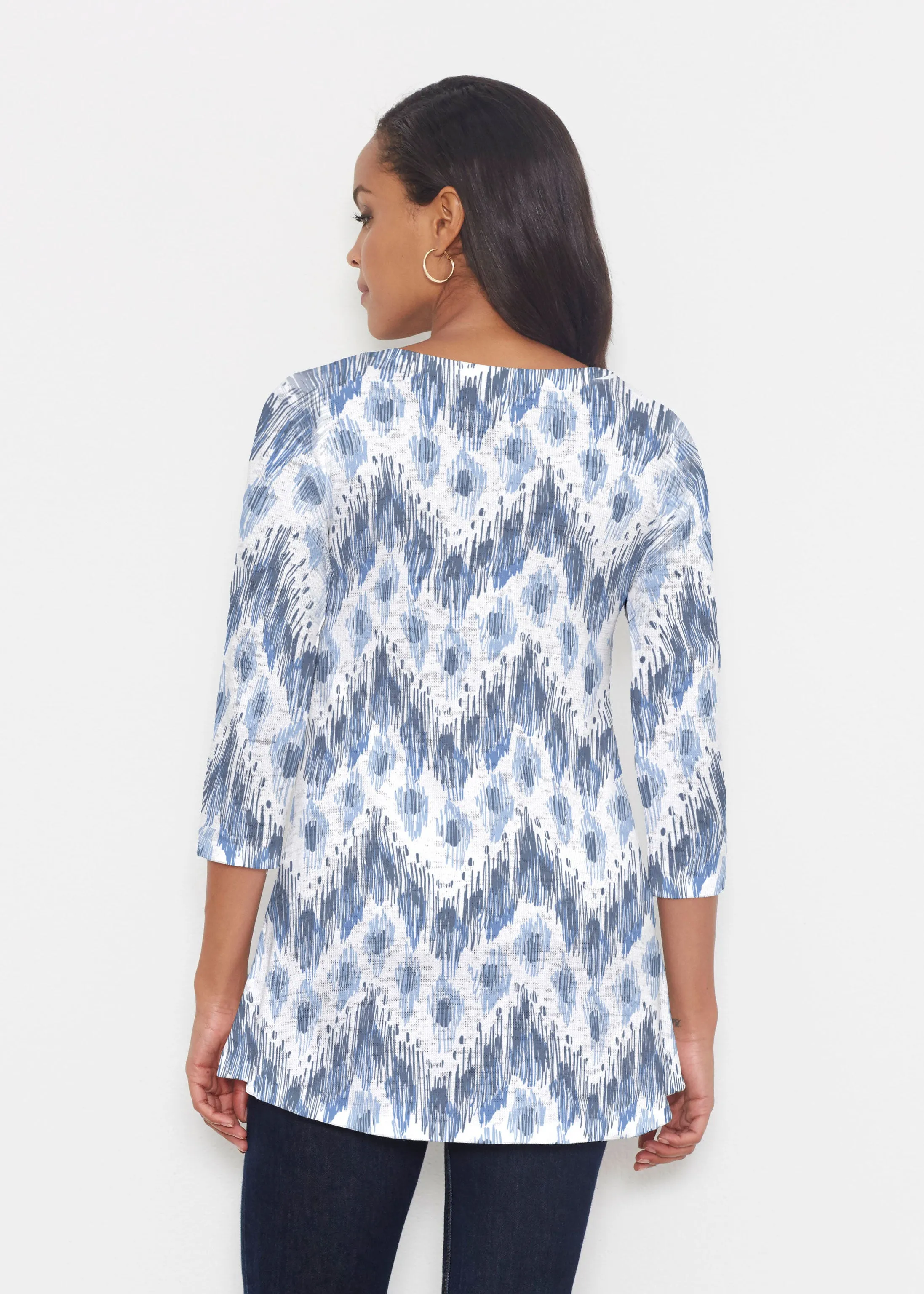Tonal Waves Blue (7804) ~ Katherine Hi-Lo Thermal Tunic