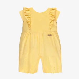 Une pièce jaune avec broderies et volants, naissance||Yellow one-piece with embroidery and ruffles, newborn