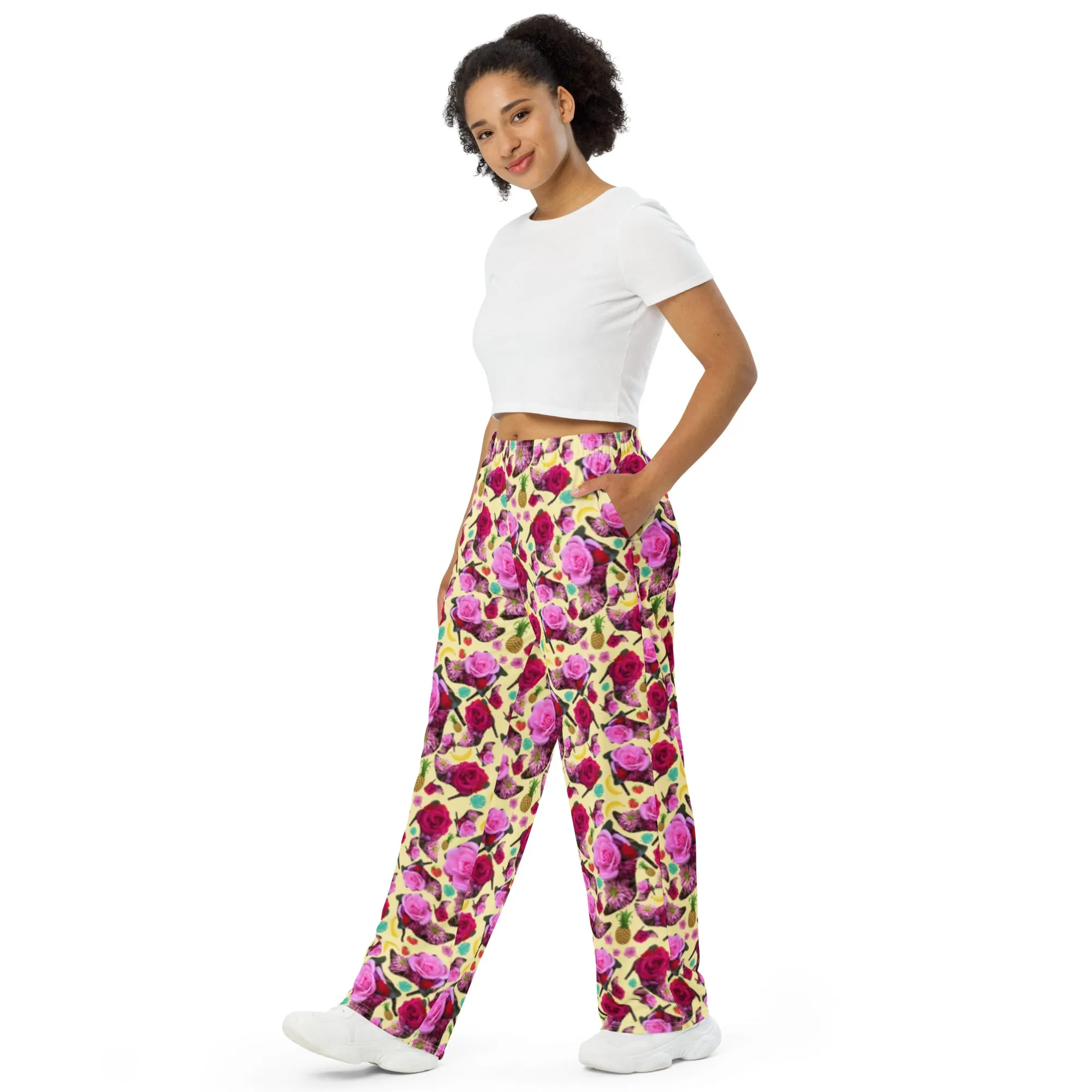 Unisex wide-leg pants 'Jungle Flower'