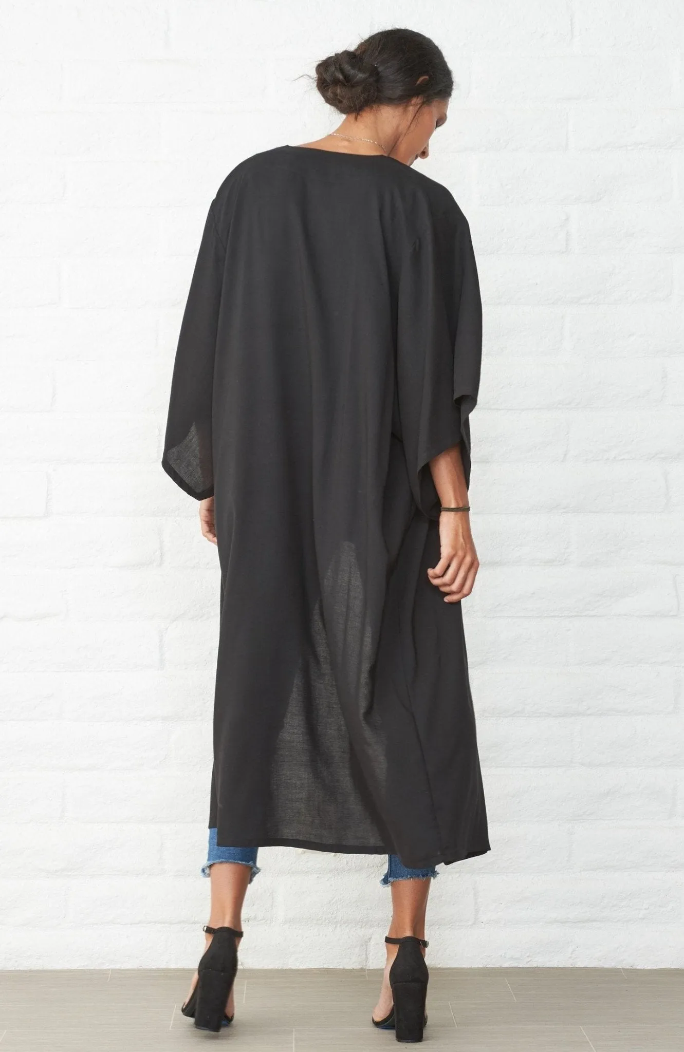 UPCYCLED - Black Belted Kimono Duster - Sale