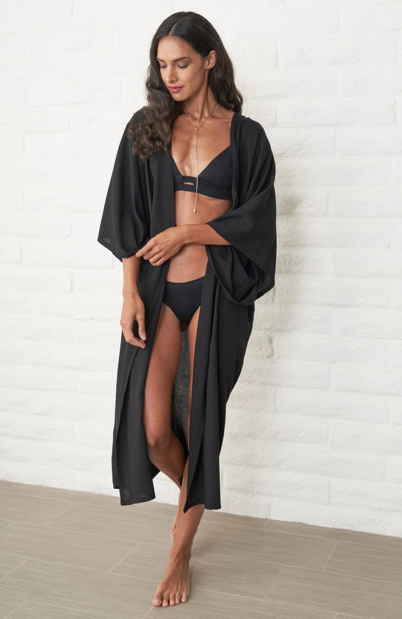 UPCYCLED - Black Belted Kimono Duster - Sale
