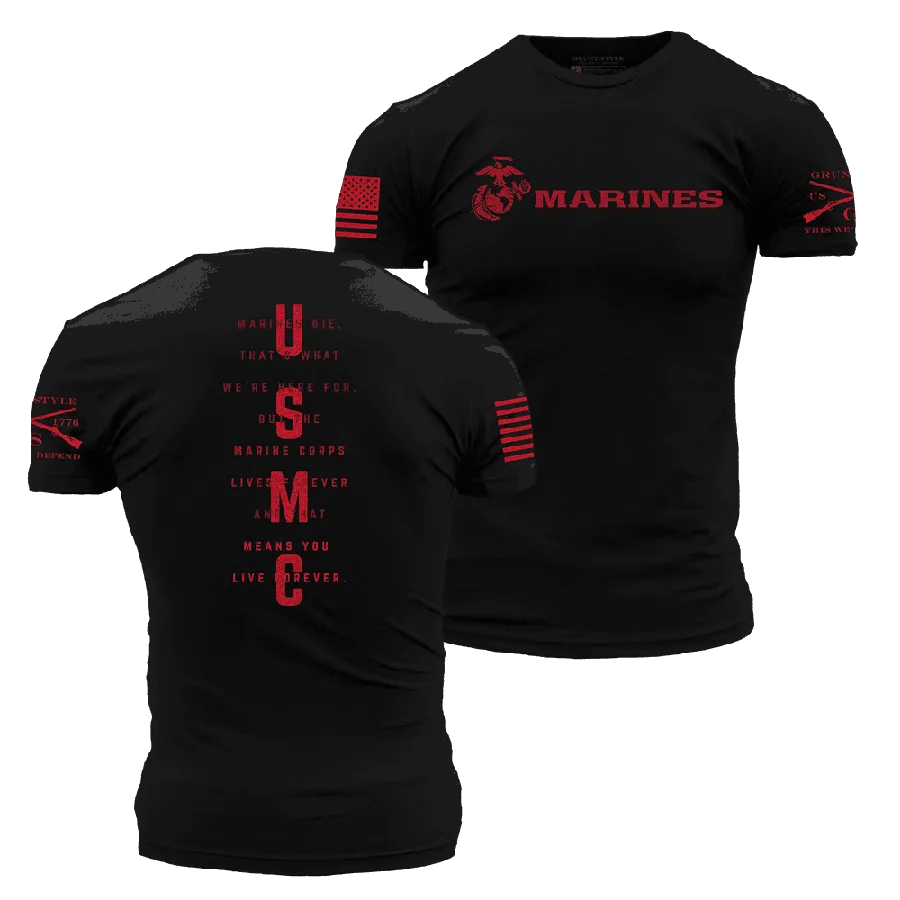 USMC - Lives Forever T-Shirt - Black