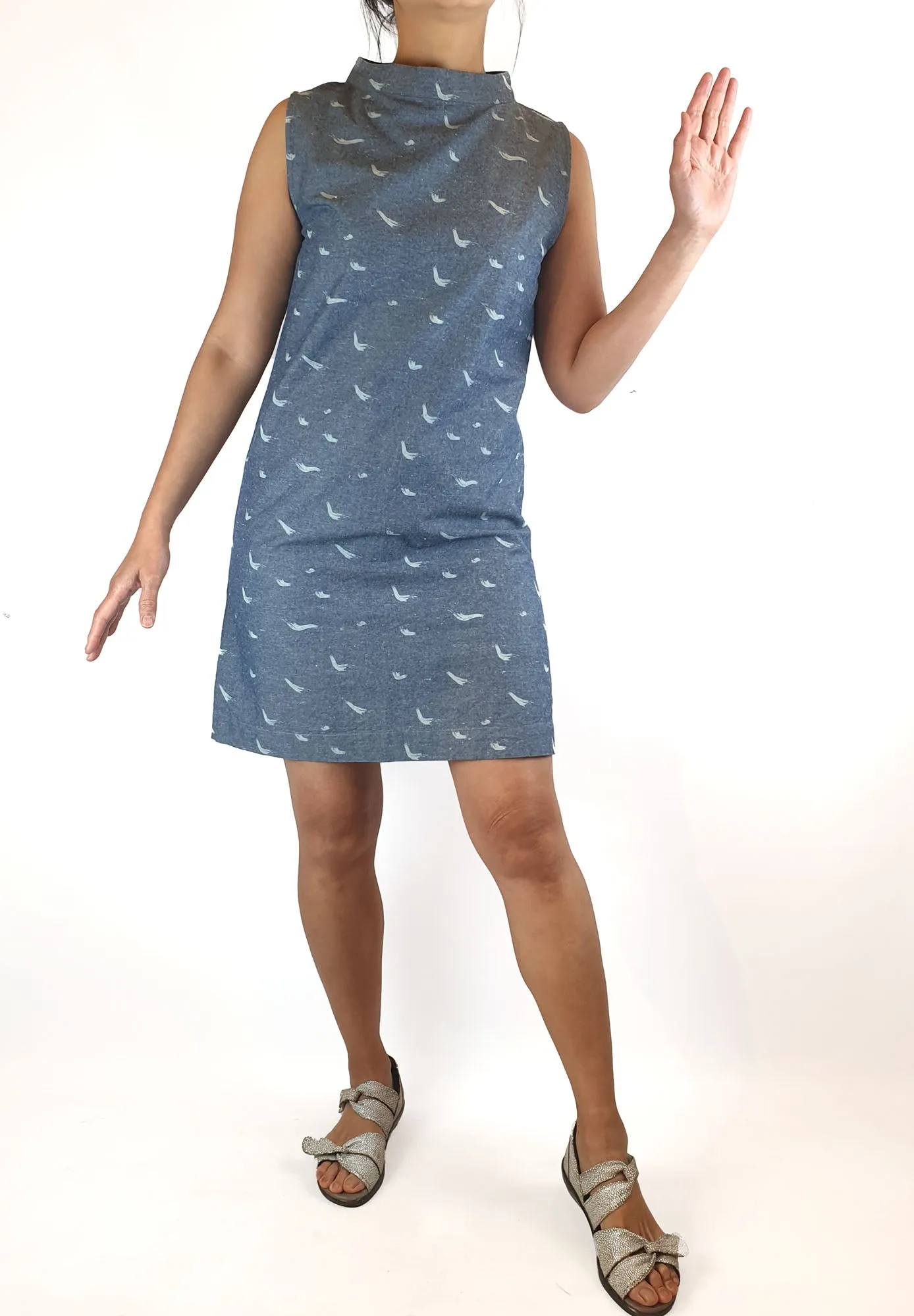 Vanishing Elephant denim look sleeveless dress size 10