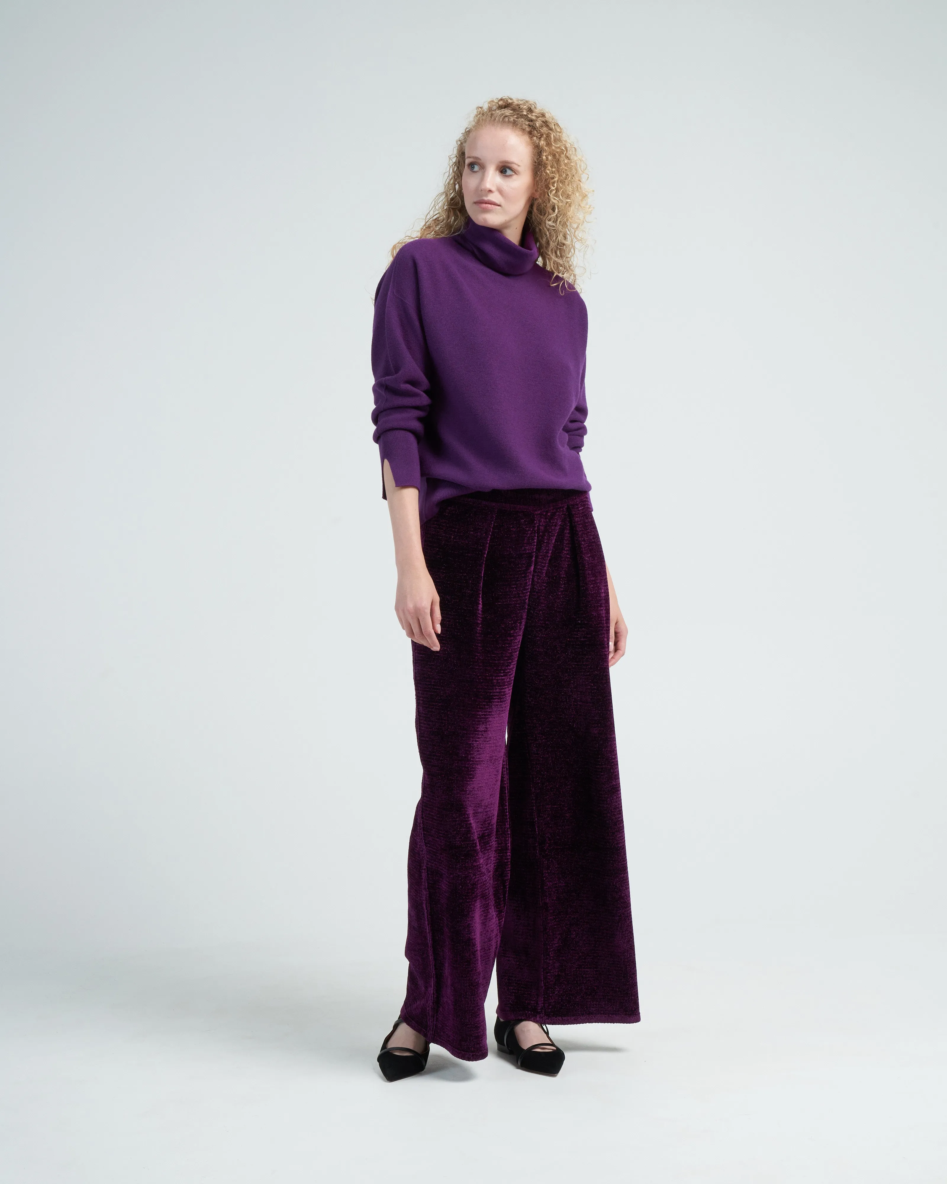 velvet knit pants - royal purple