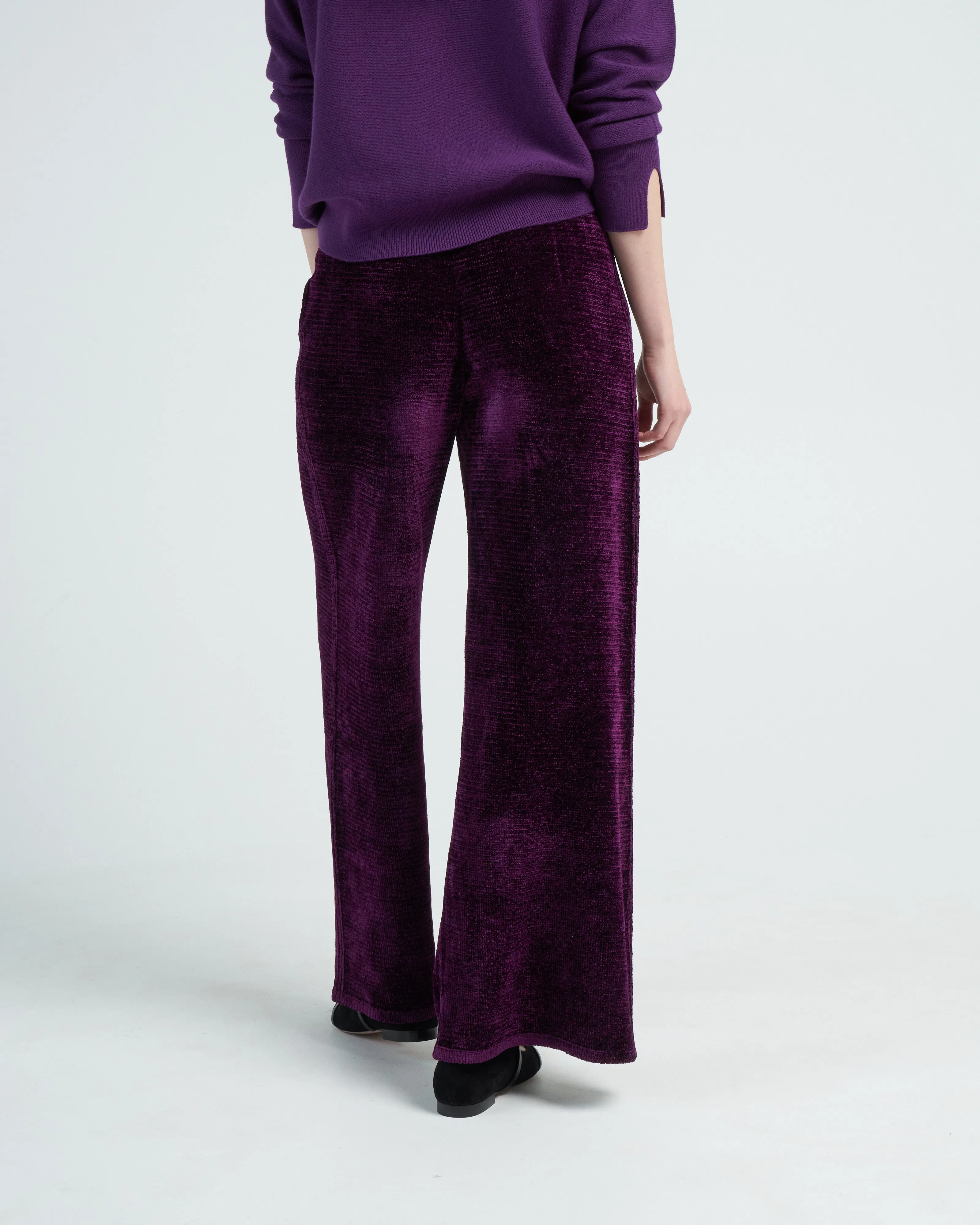 velvet knit pants - royal purple