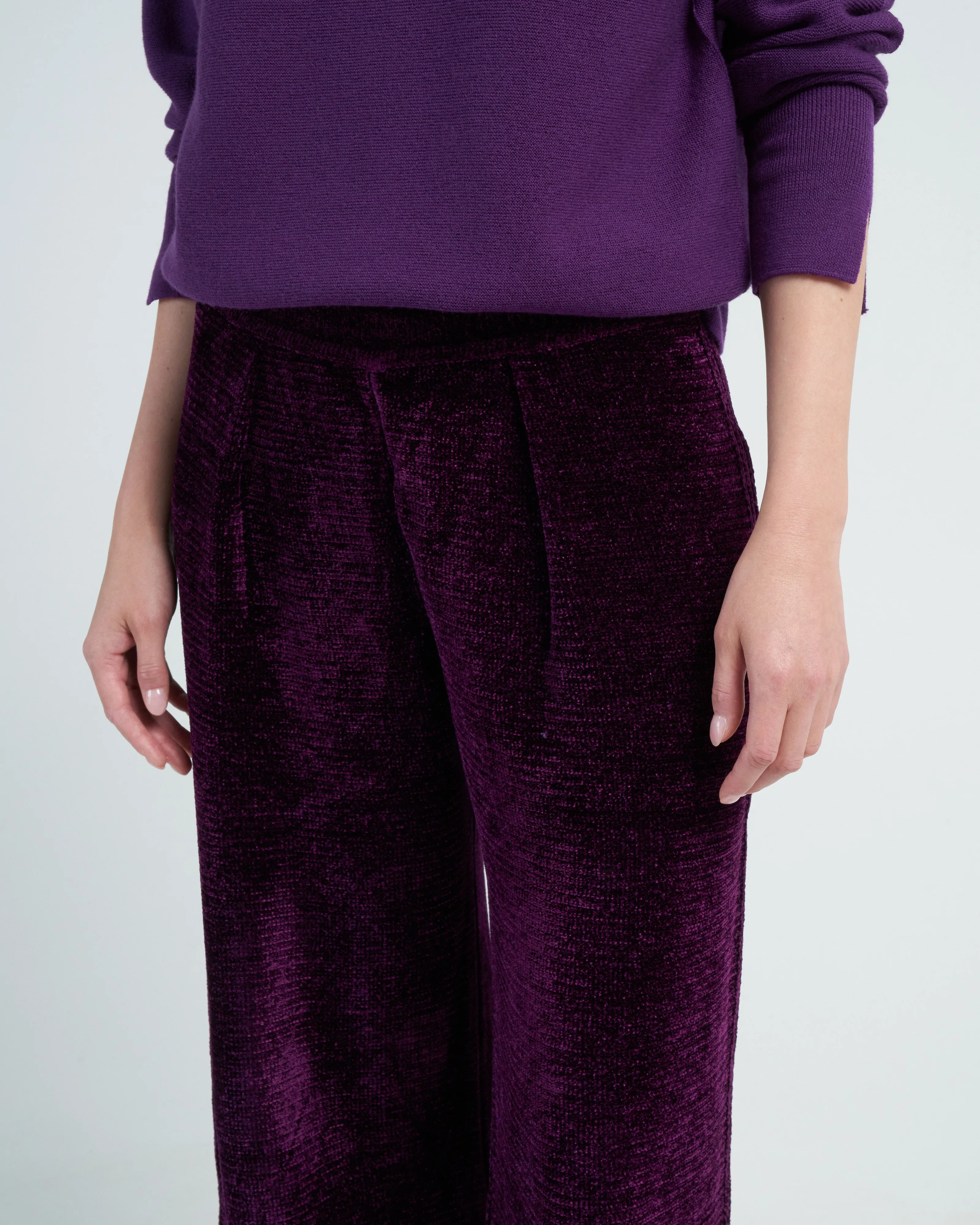 velvet knit pants - royal purple