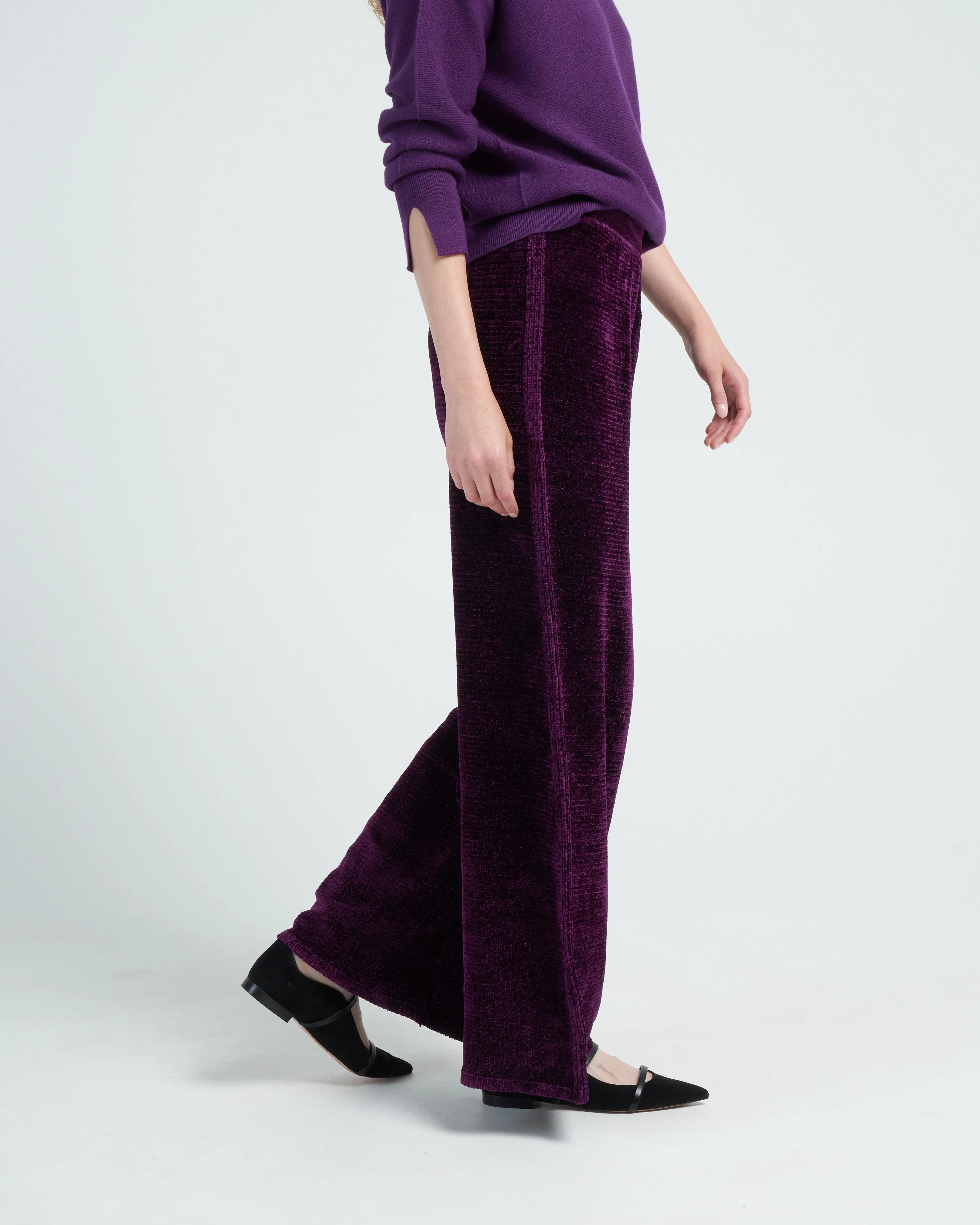 velvet knit pants - royal purple