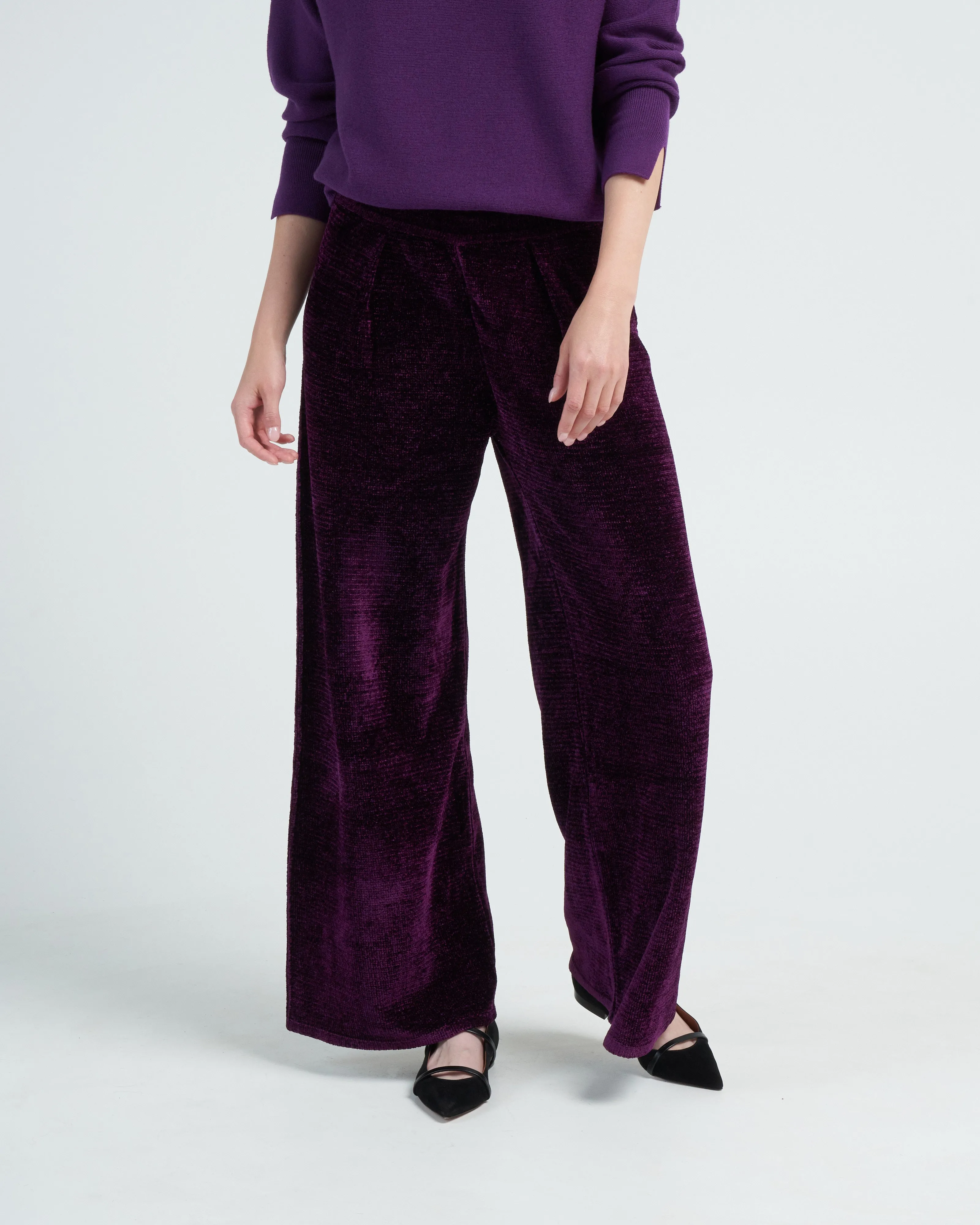 velvet knit pants - royal purple