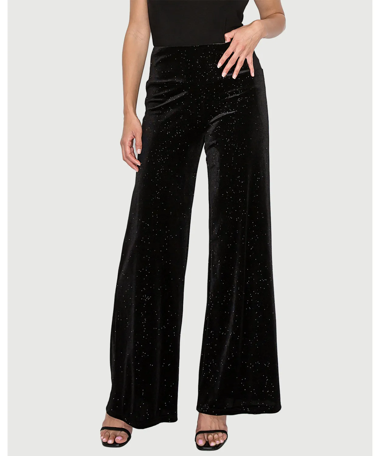 velvet shimmer wide leg pant