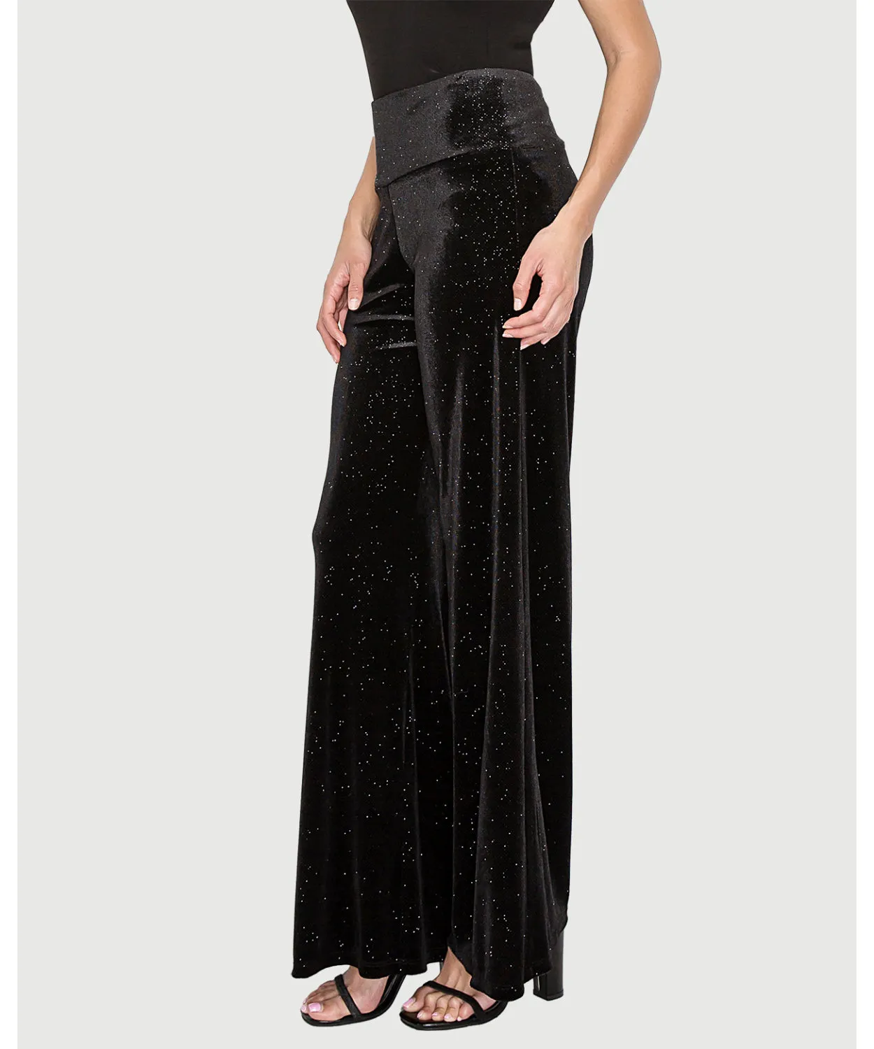 velvet shimmer wide leg pant