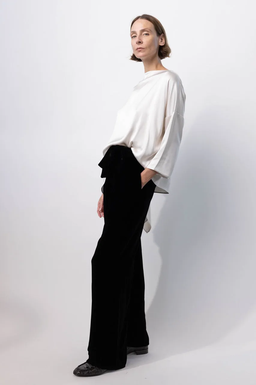 Velvet Wide Leg Pants with Belt