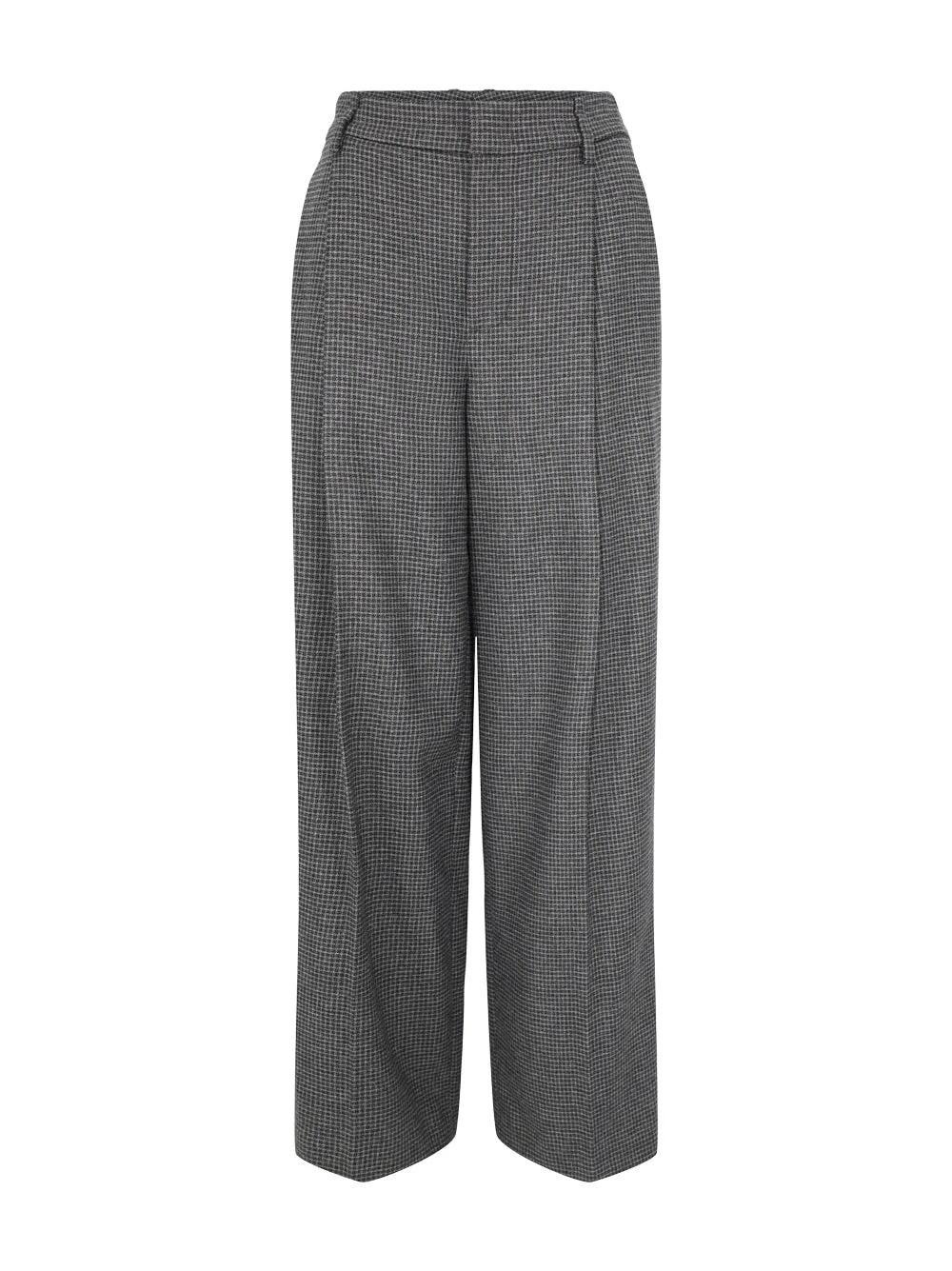 Vince High-Waist Microcheck Wide Leg Trouser in Micro Check