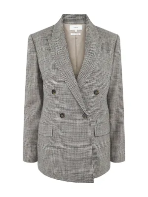 Vince Plaid Double Breasted Blazer in Heritage Grey
