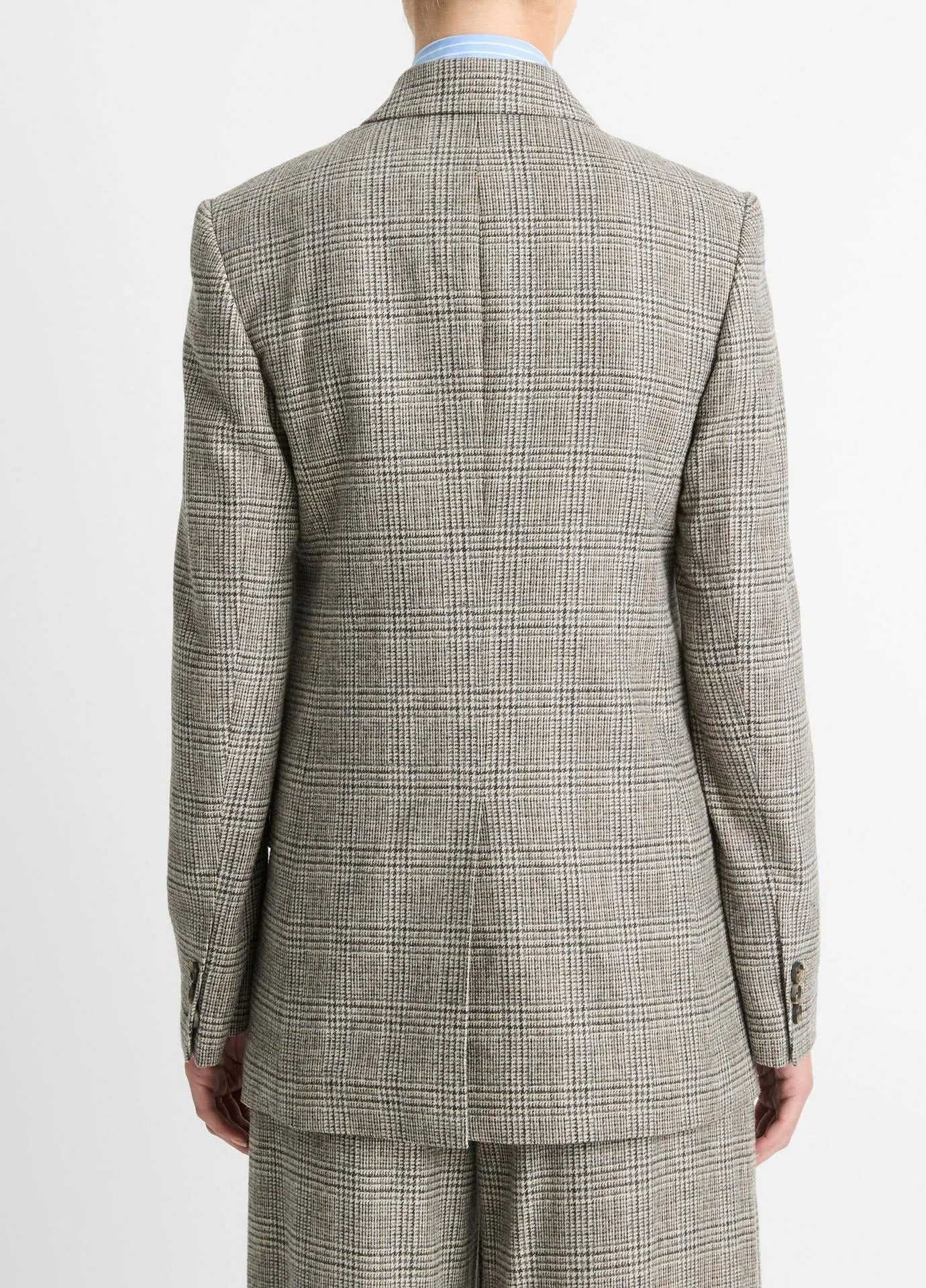 Vince Plaid Double Breasted Blazer in Heritage Grey