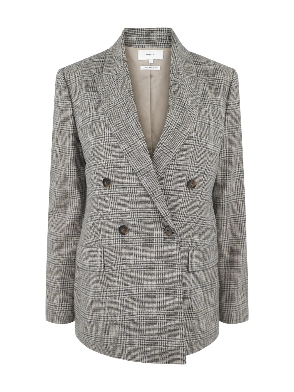 Vince Plaid Double Breasted Blazer in Heritage Grey