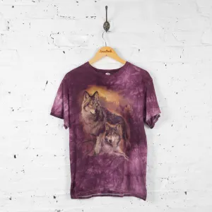 Vintage Tie Dye Wolf T-shirt - Purple - M