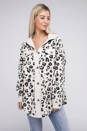Vintage Washed Leopard Corduroy Buttoned Jacket