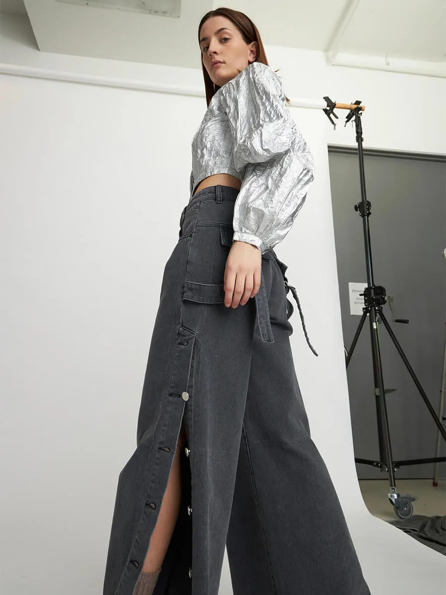 Washed Black Denim Pants