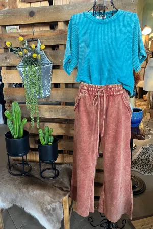 WASHED FRENCH TERRY PALAZZO WITH POCKETS / STUFFOLOGY BOUTIQUE