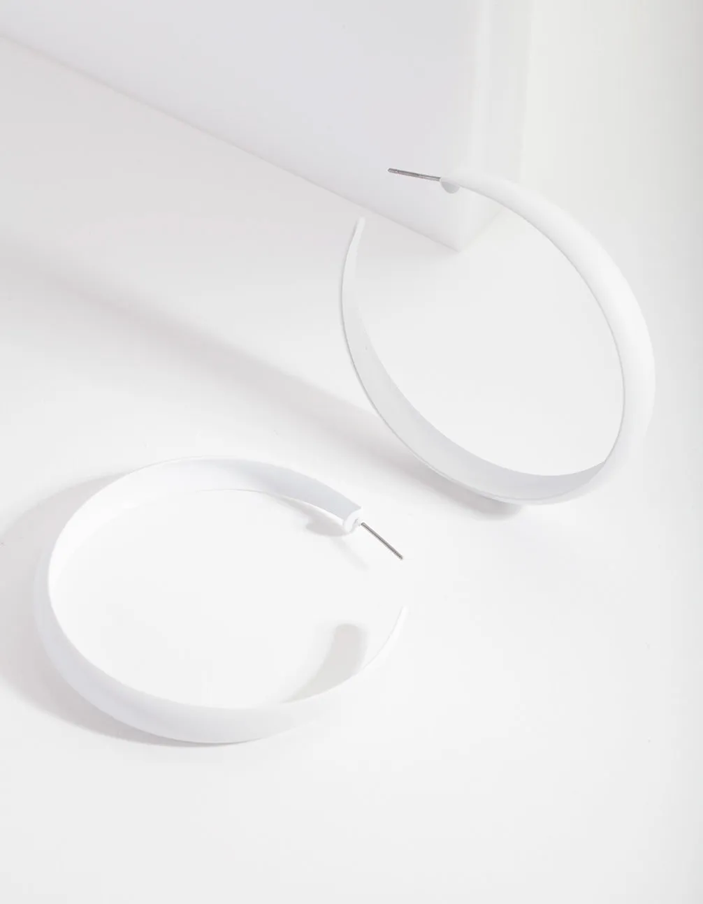 White Matte Open Hoop Earrings