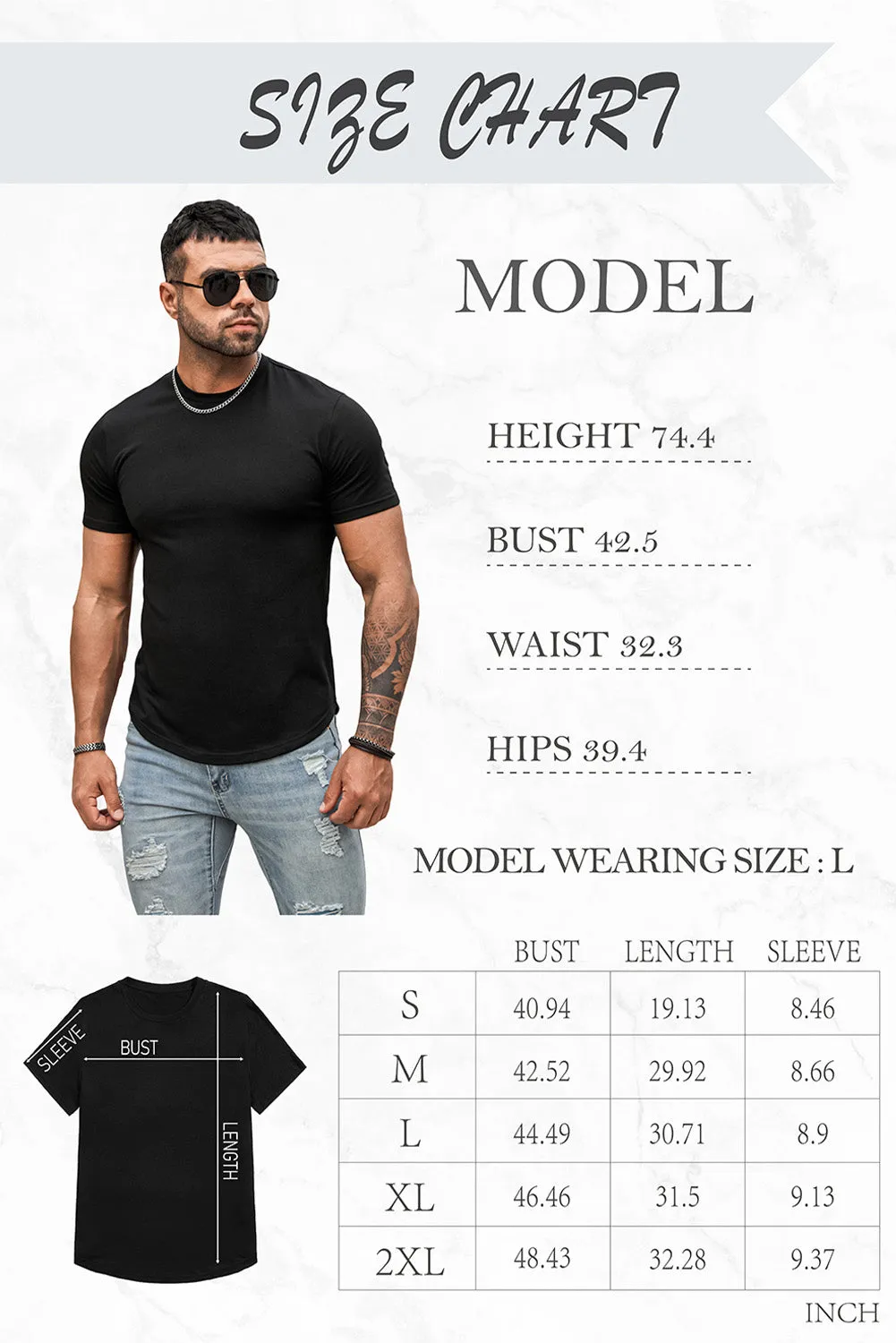 White Men's Letter Printed Skinny Fit Crew Neck T Shirt
