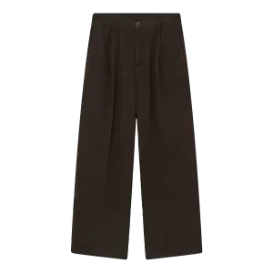 Wide-leg Straight Pleated Trousers