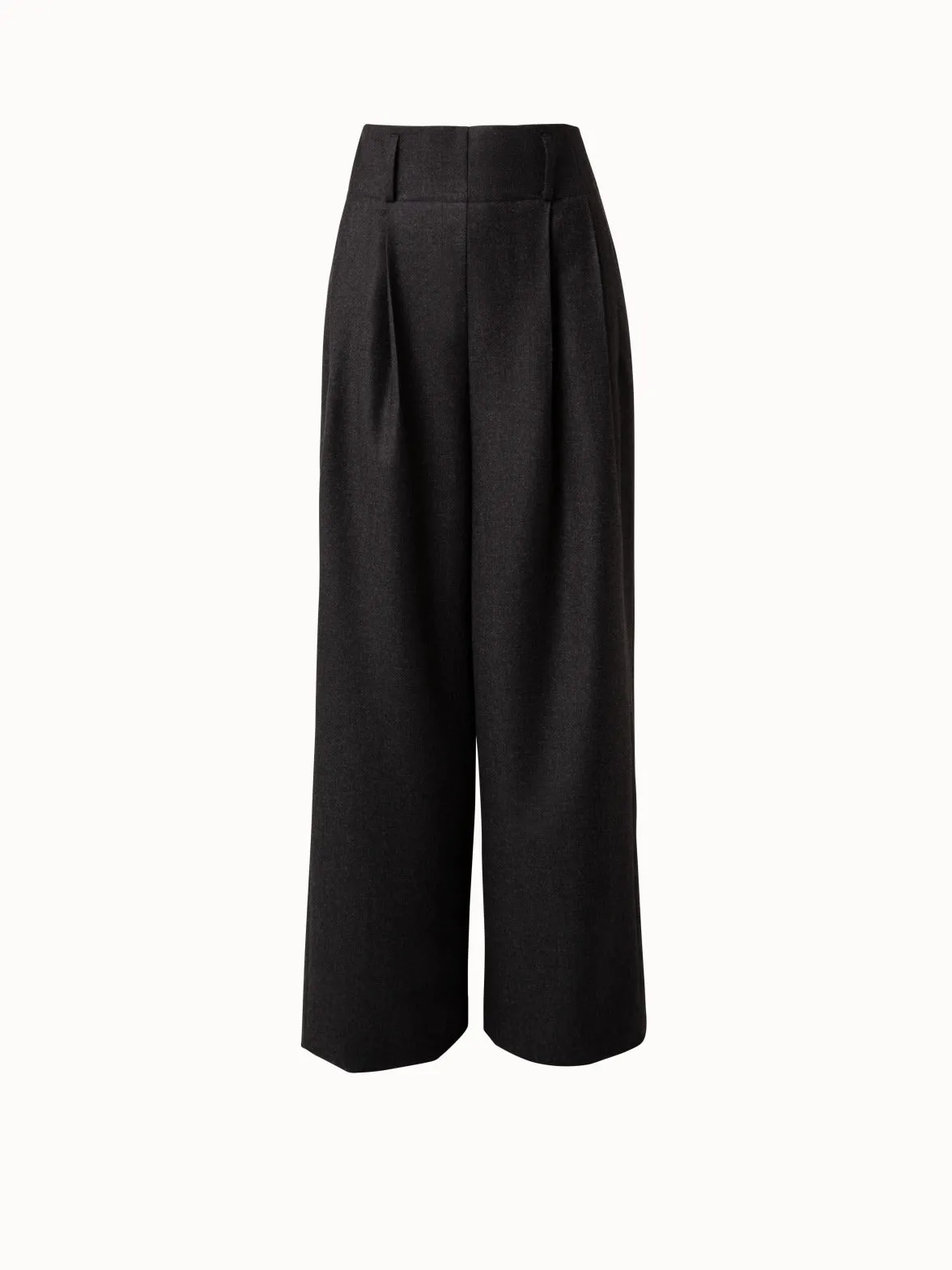 Wide Pleated Wool Flannel Pants