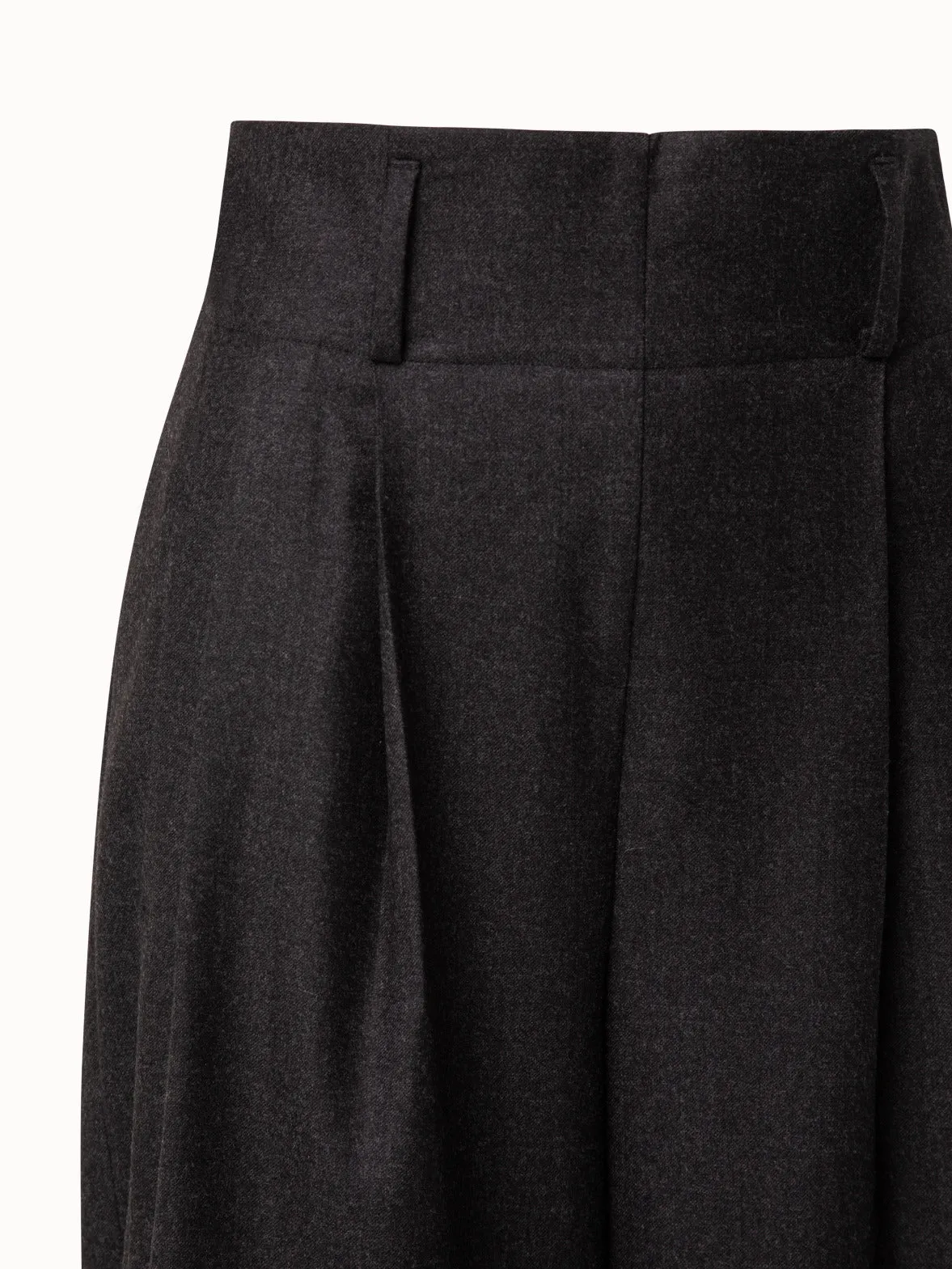 Wide Pleated Wool Flannel Pants