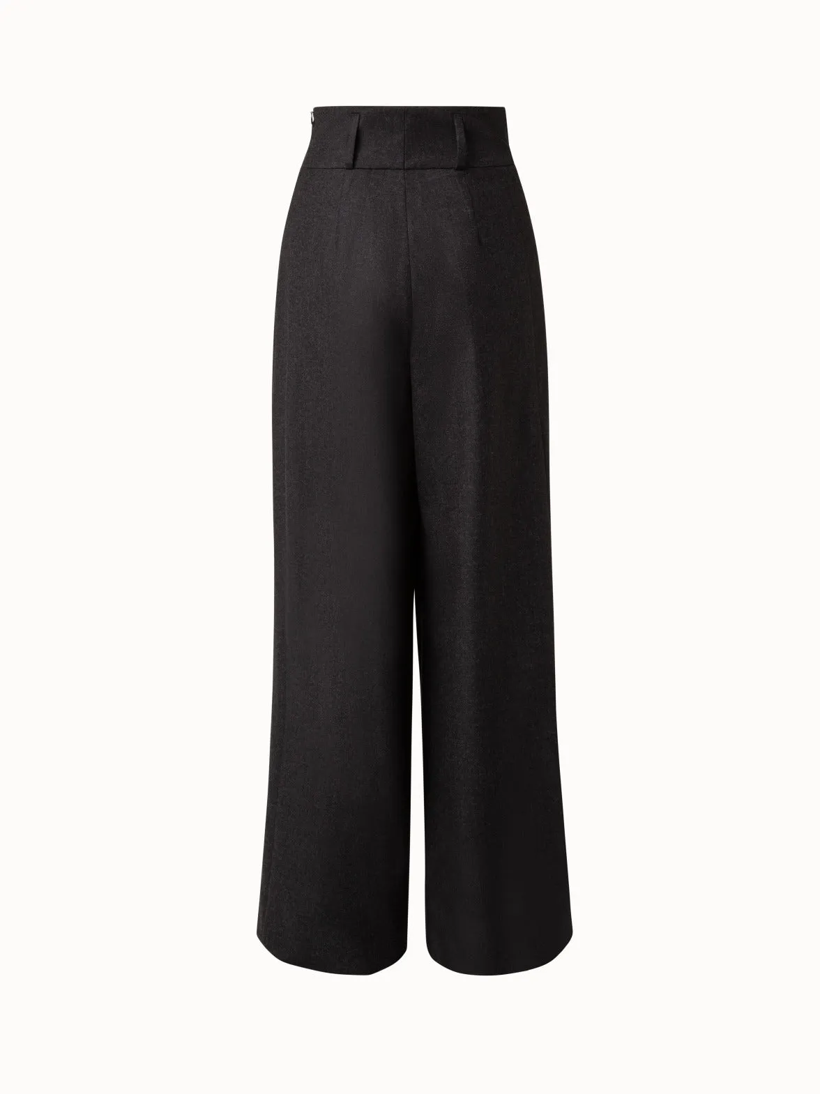 Wide Pleated Wool Flannel Pants