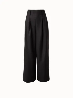 Wide Pleated Wool Flannel Pants