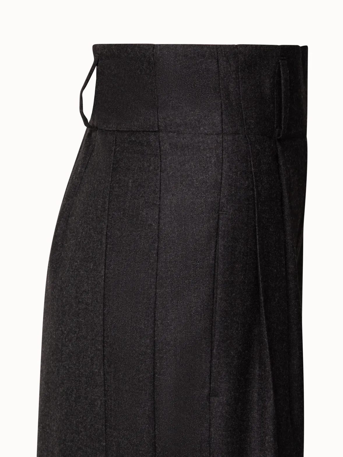 Wide Pleated Wool Flannel Pants