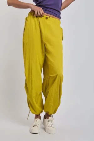 Women Pant Wide Leg  In Stripes Yellow