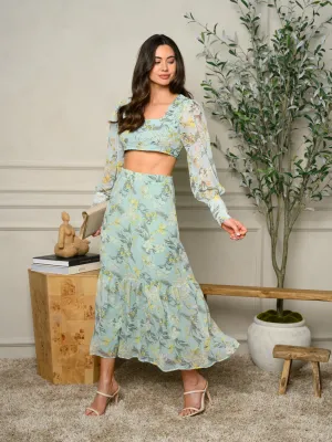 WOMEN'S 2PC. FLORAL TOP & SKIRT SET
