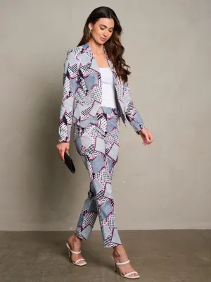 WOMEN'S BUTTON CLOSURE POCKETS MULTI PRINT PANTS