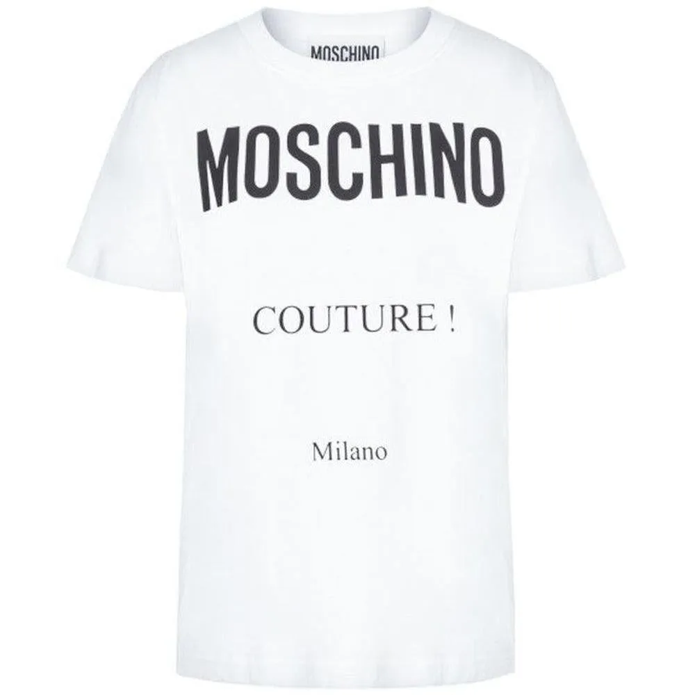 Women's Cotton T-shirt With Moschino Couture Print  White XL/46