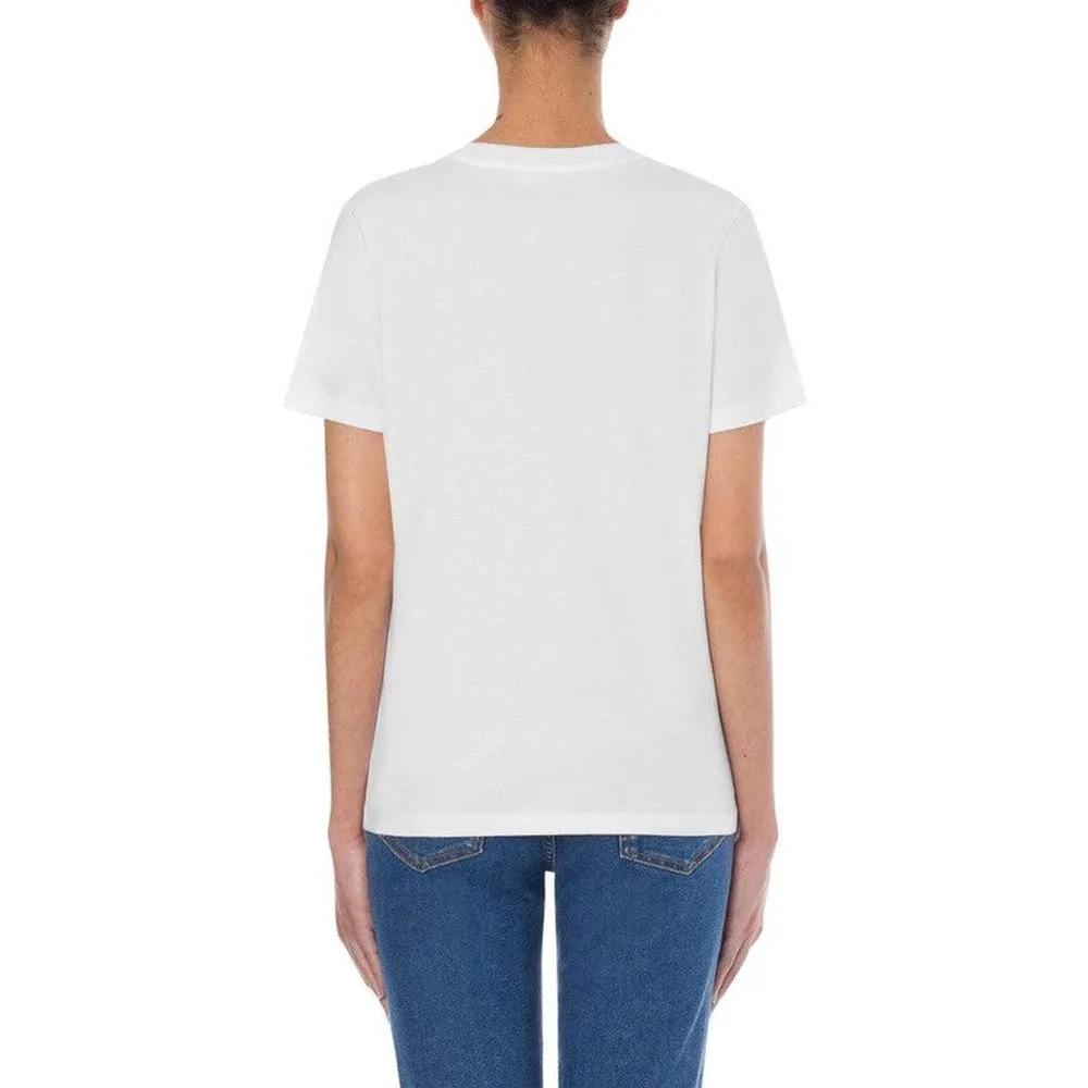 Women's Cotton T-shirt With Moschino Couture Print  White XL/46