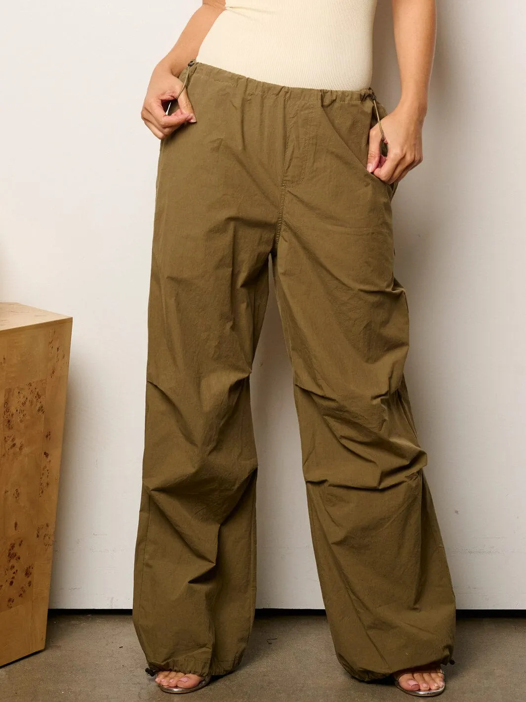 WOMEN'S ELASTIC WAIST WIDE LEG PANTS