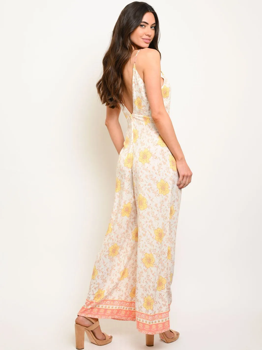 WOMEN'S FLORAL BUTTONS DETAIL JUMPSUIT