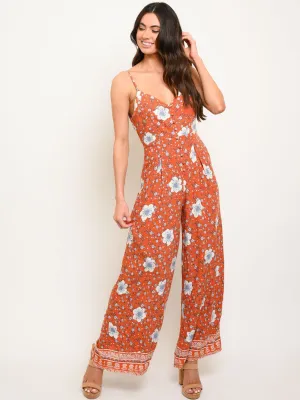 WOMEN'S FLORAL BUTTONS DETAIL JUMPSUIT